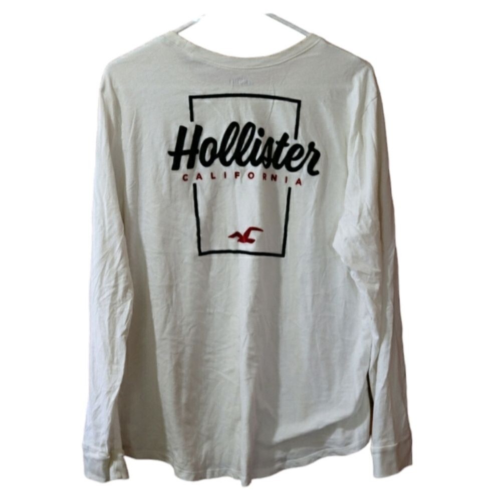 Hollister Vintage Y2K Velour Flocked Raised Lettering Long Sleeve Tshirt LG